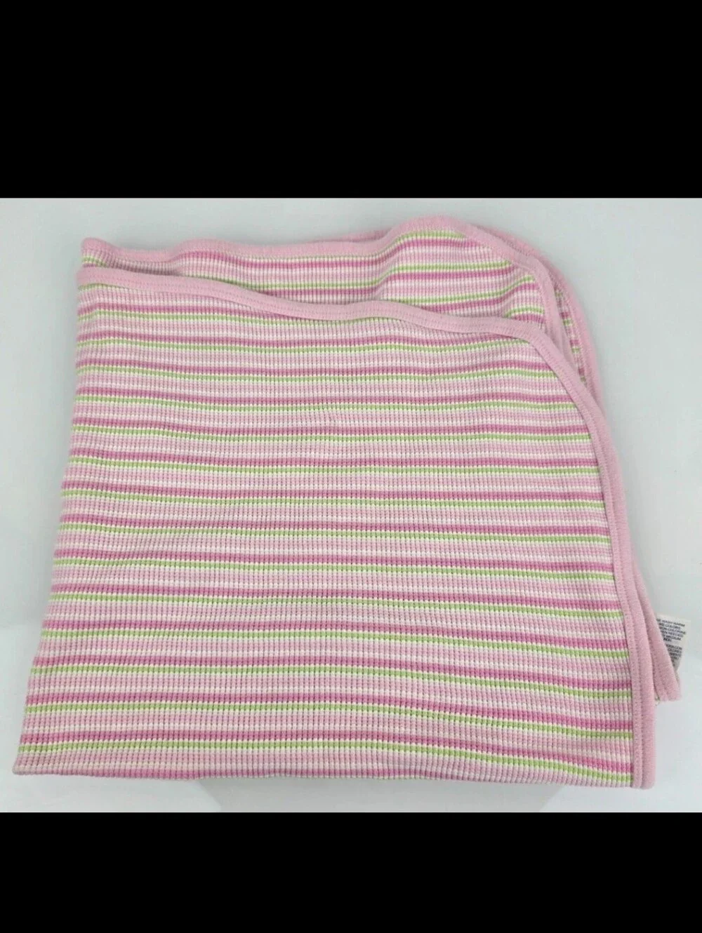 Gerber Pink, Light Green & White Striped Baby Blanket